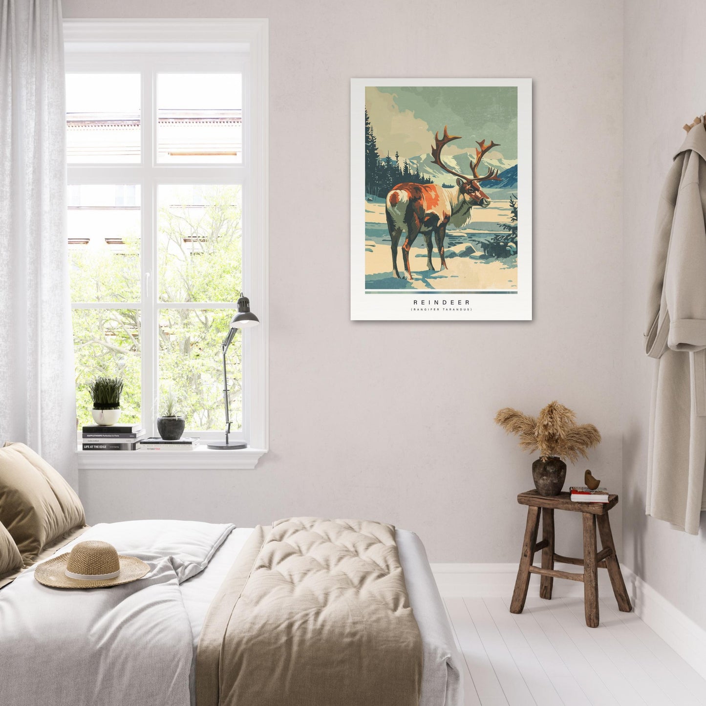 Arctic animals, reindeer on the wall