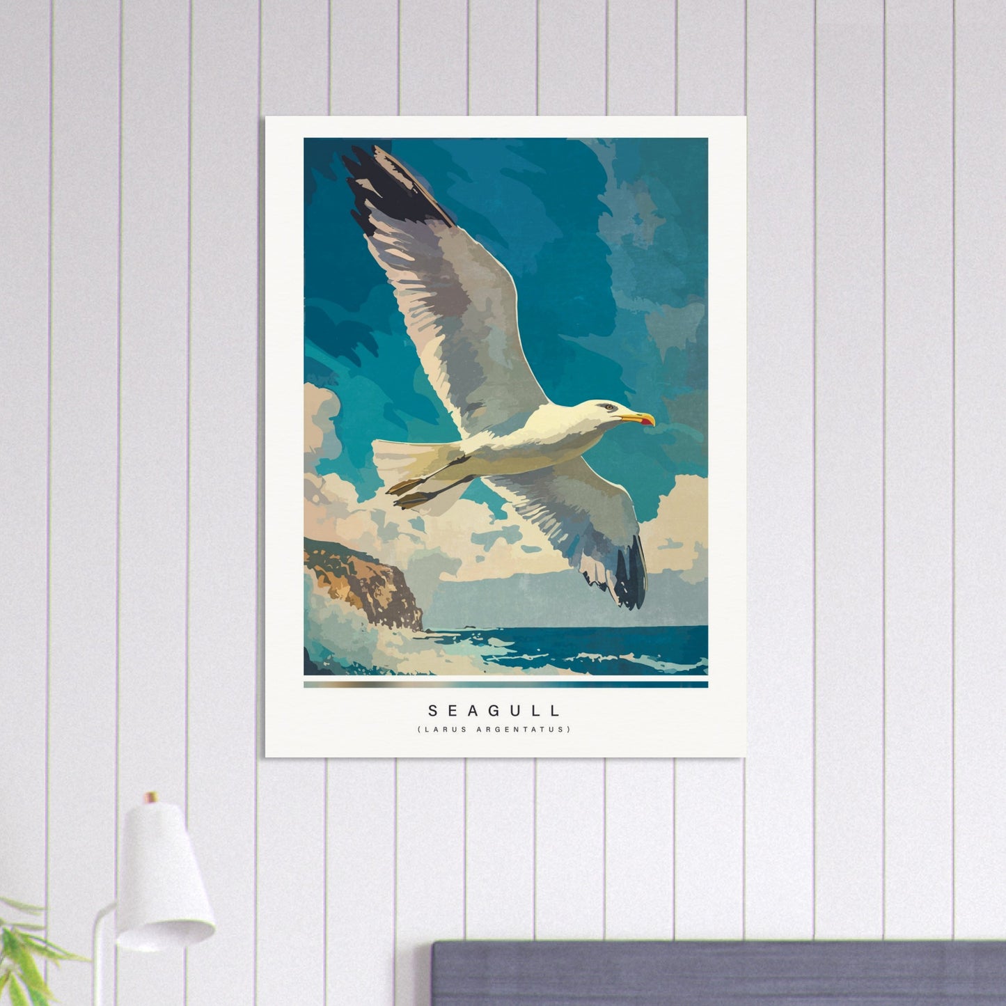 Arctic animals, seagull on the wall