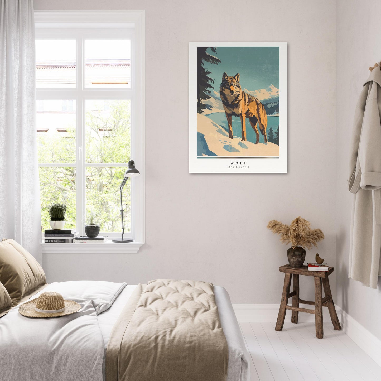 Arctic animals, wolf on the wall