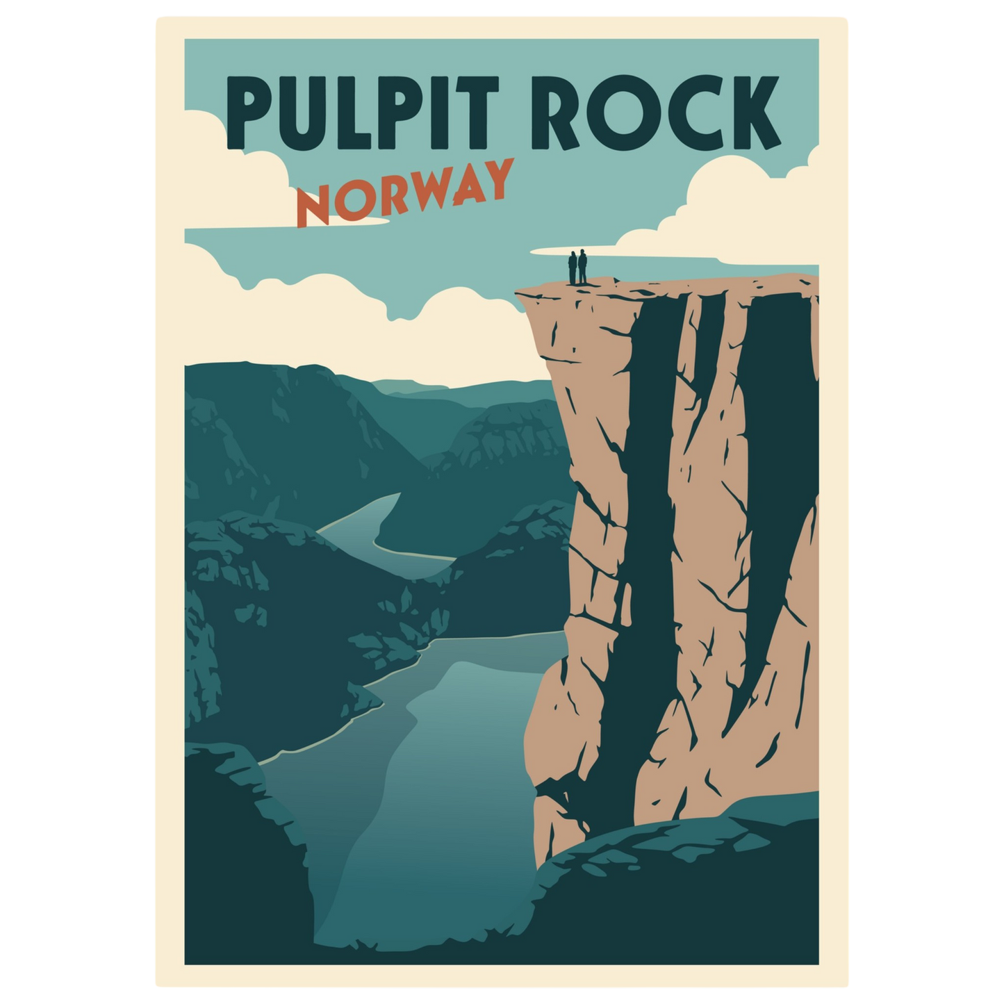Painted picture from the famous Norwegian hike to the Pulpit Rock.