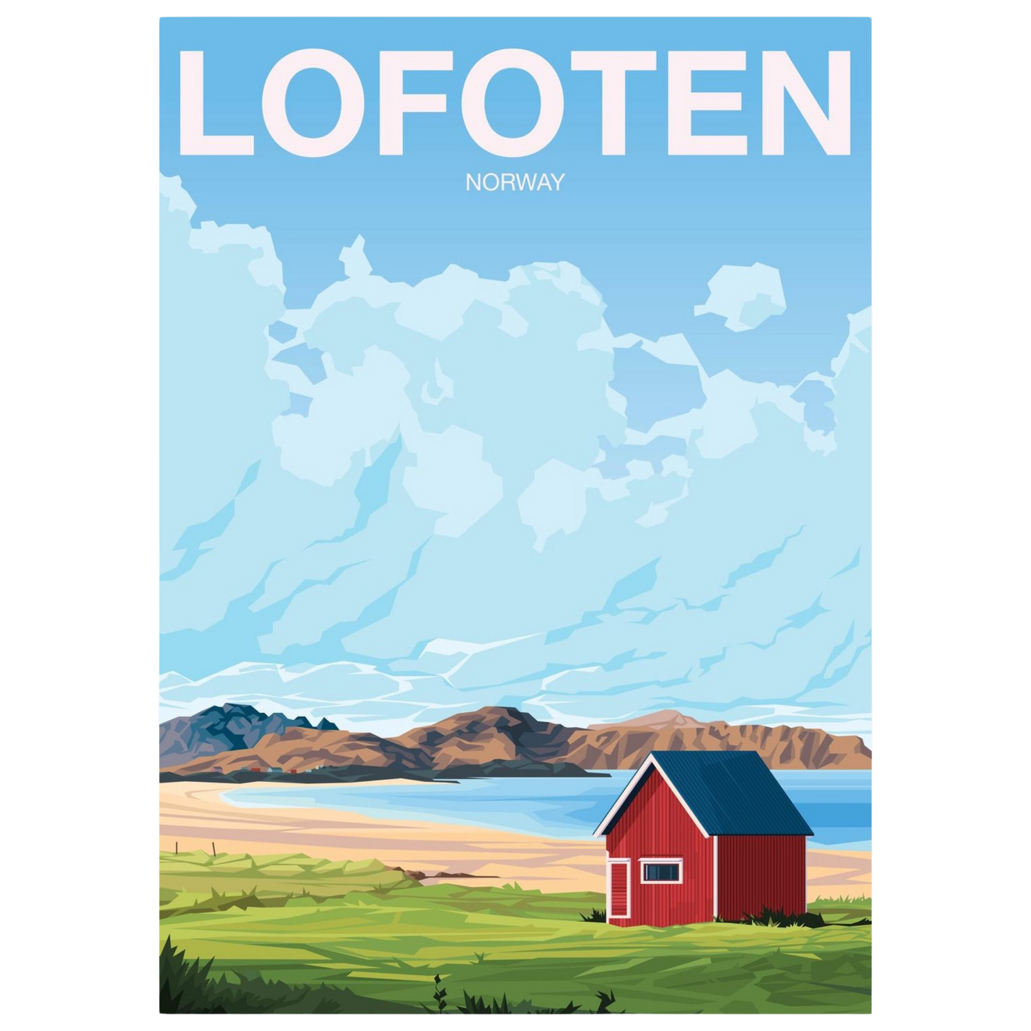 Painted picture from Ramberg beach in Lofoten.