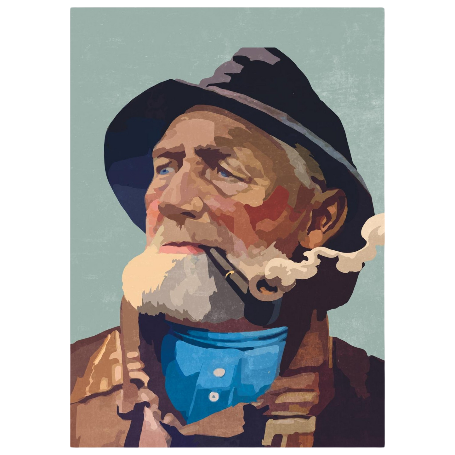 Classic painted picture from a smoking fisherman.