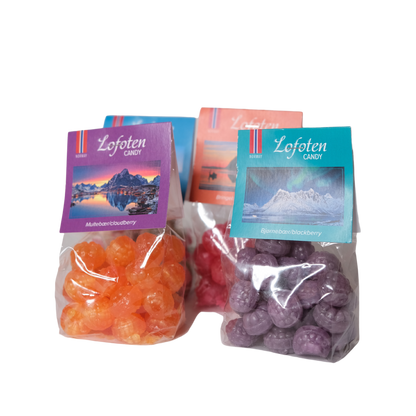 Lofoten candy with four different berry flavors