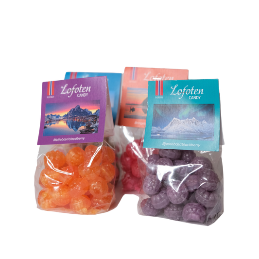 Lofoten candy with four different berry flavors