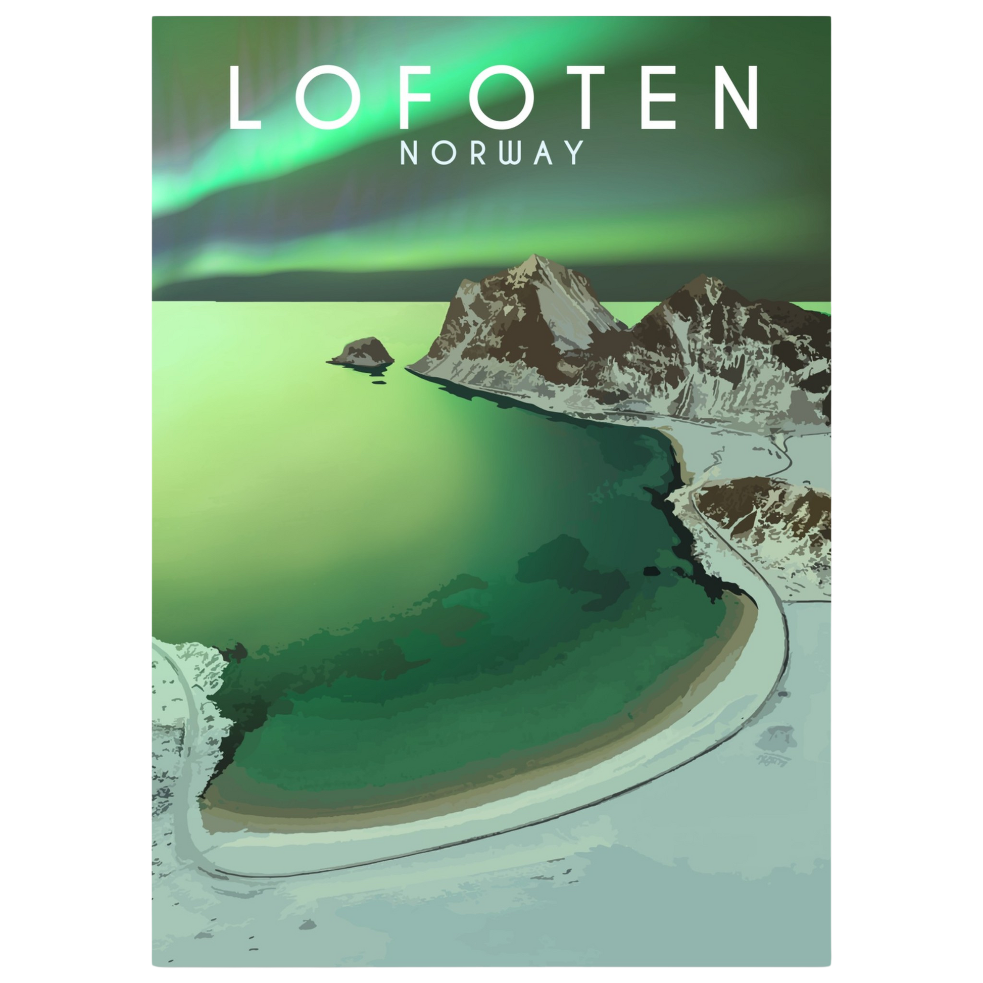 Aurora Borealis at Haukland beach in Lofoten