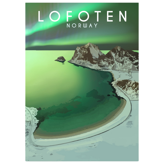 Aurora Borealis at Haukland beach in Lofoten