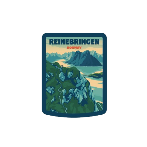 Sticker with the Reinebringen stair and view, Lofoten.