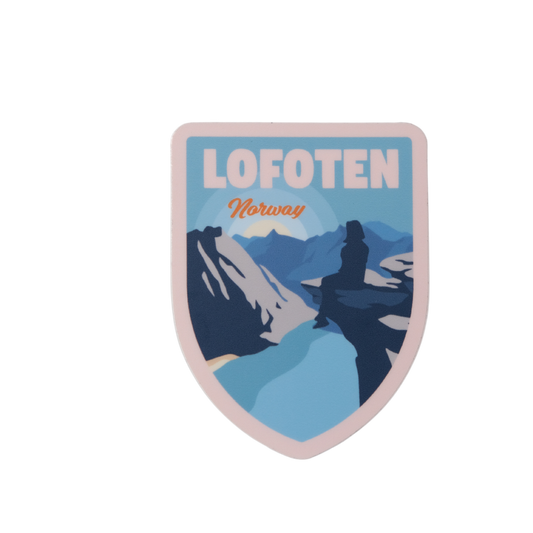 Sticker from Ryten hike, and Kvalvika beach view, in Lofoten.