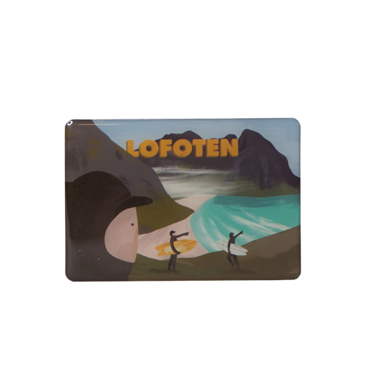 Lofoten surf fridge magnet Kvalvika Beach