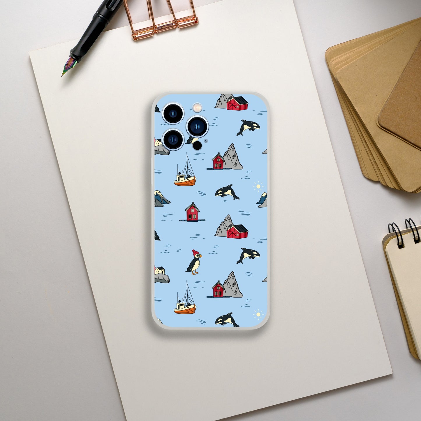 Puffin and orca phone cover